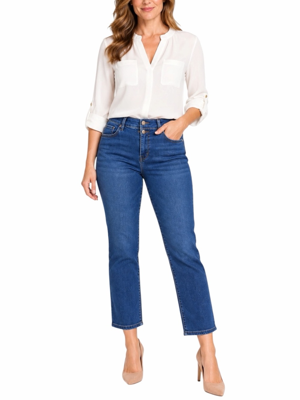 NYDJ Sheri Slim Jeans Size 10P Lift Tuck Stretch Petite Crop Medium Wash Denim